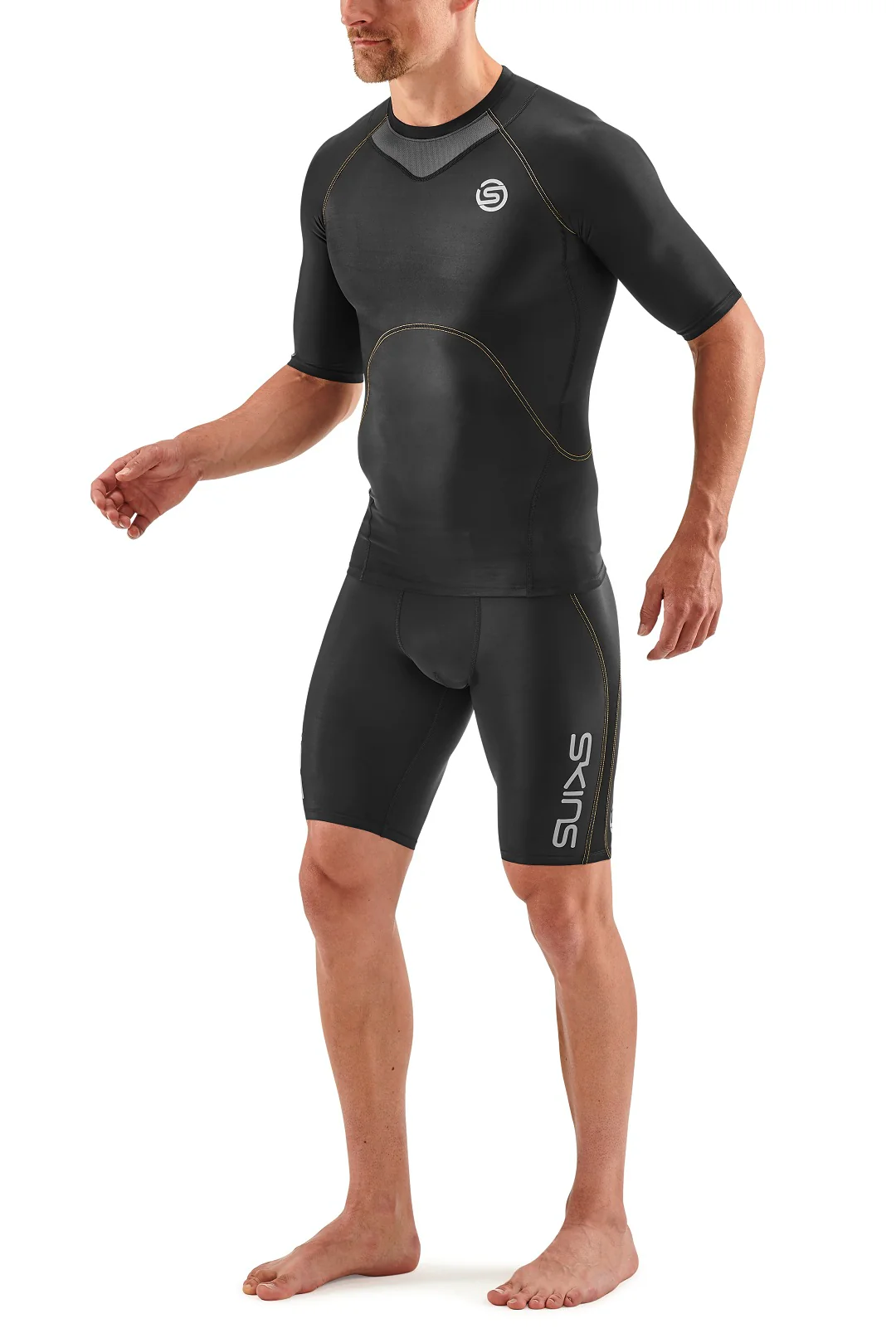 Skins Men's Compression 400 Short Sleeve Tops 3-Series - Black - Image 5