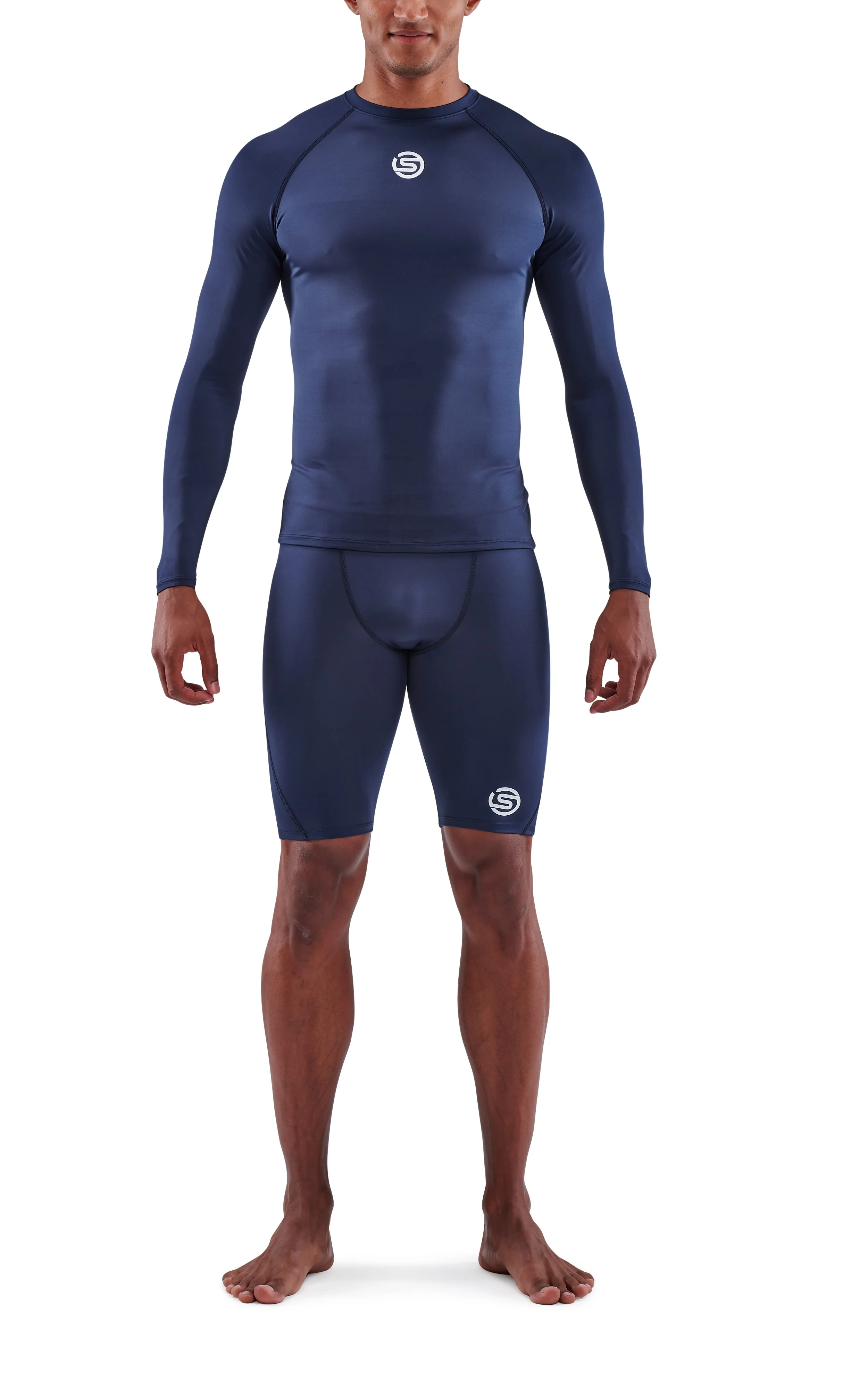 SKINS Men's Compression Long Sleeve Tops 1-Series - Navy Blue - Image 4