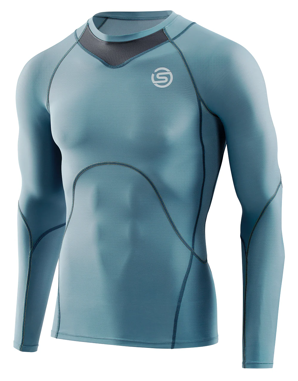 SKINS Men's Compression Long Sleeve Tops 3-Series - Blue Grey - Image 6