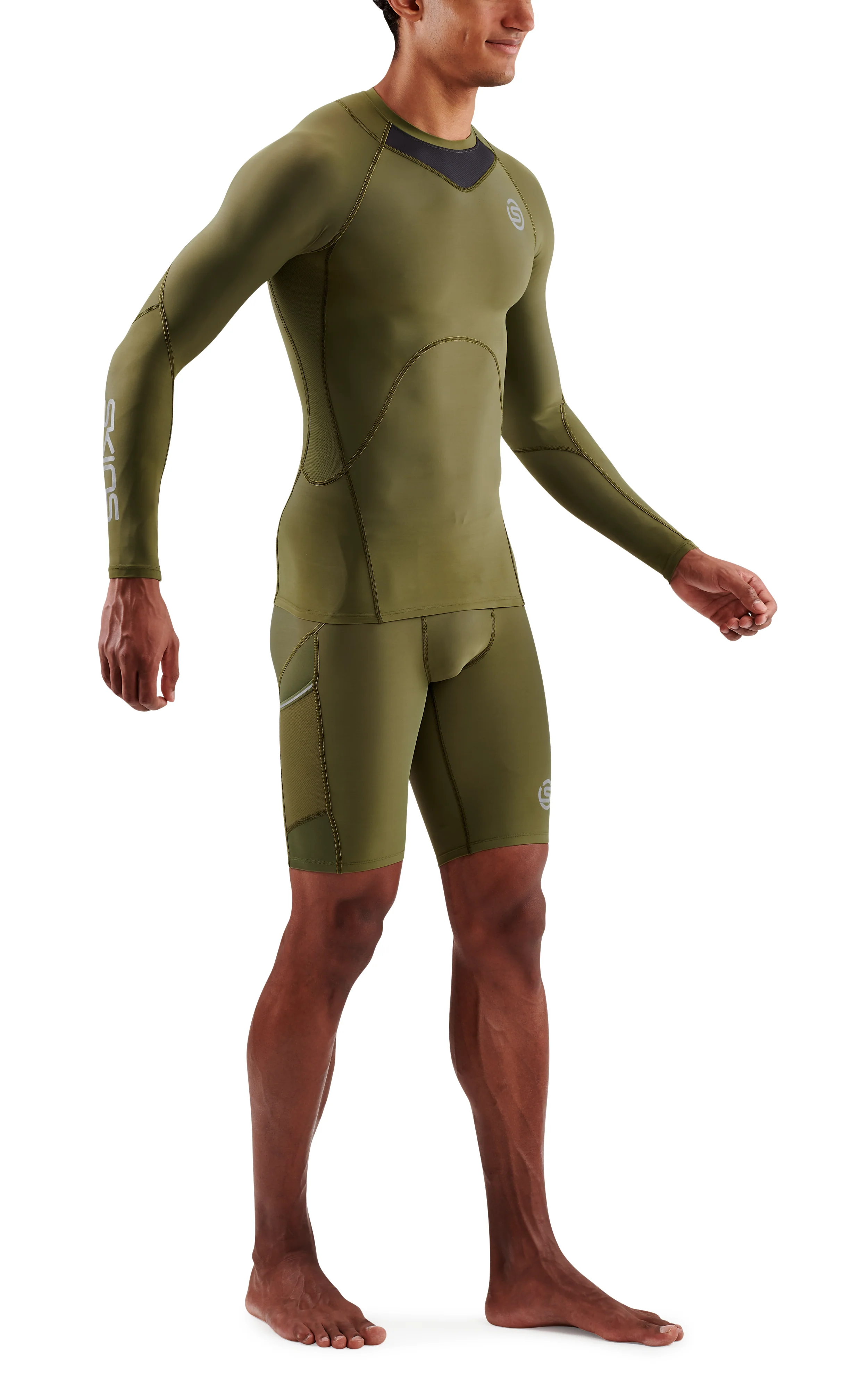 SKINS Men's Compression Long Sleeve Tops 3-Series - Khaki - Image 3
