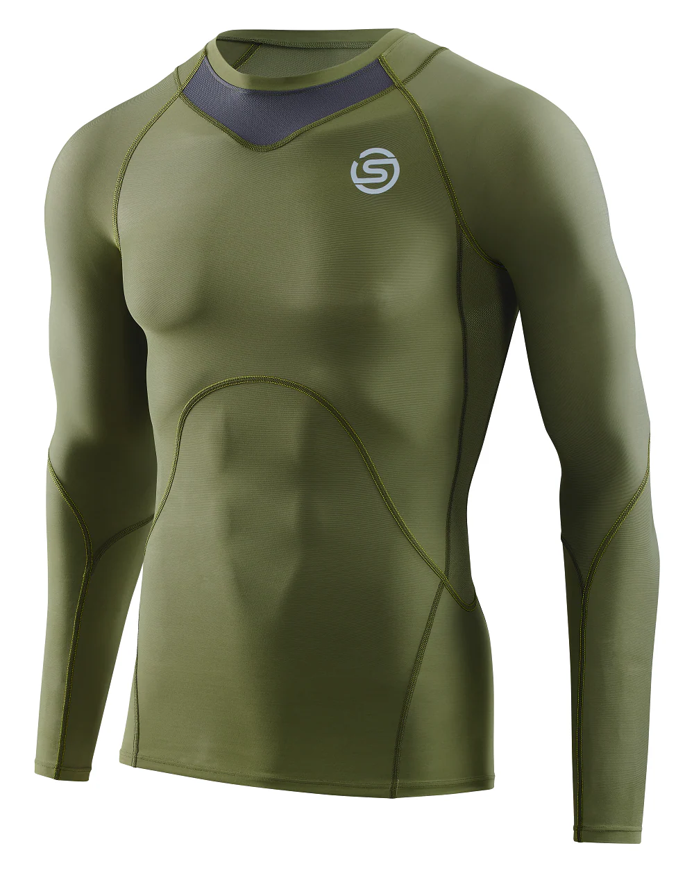 SKINS Men's Compression Long Sleeve Tops 3-Series - Khaki - Image 6