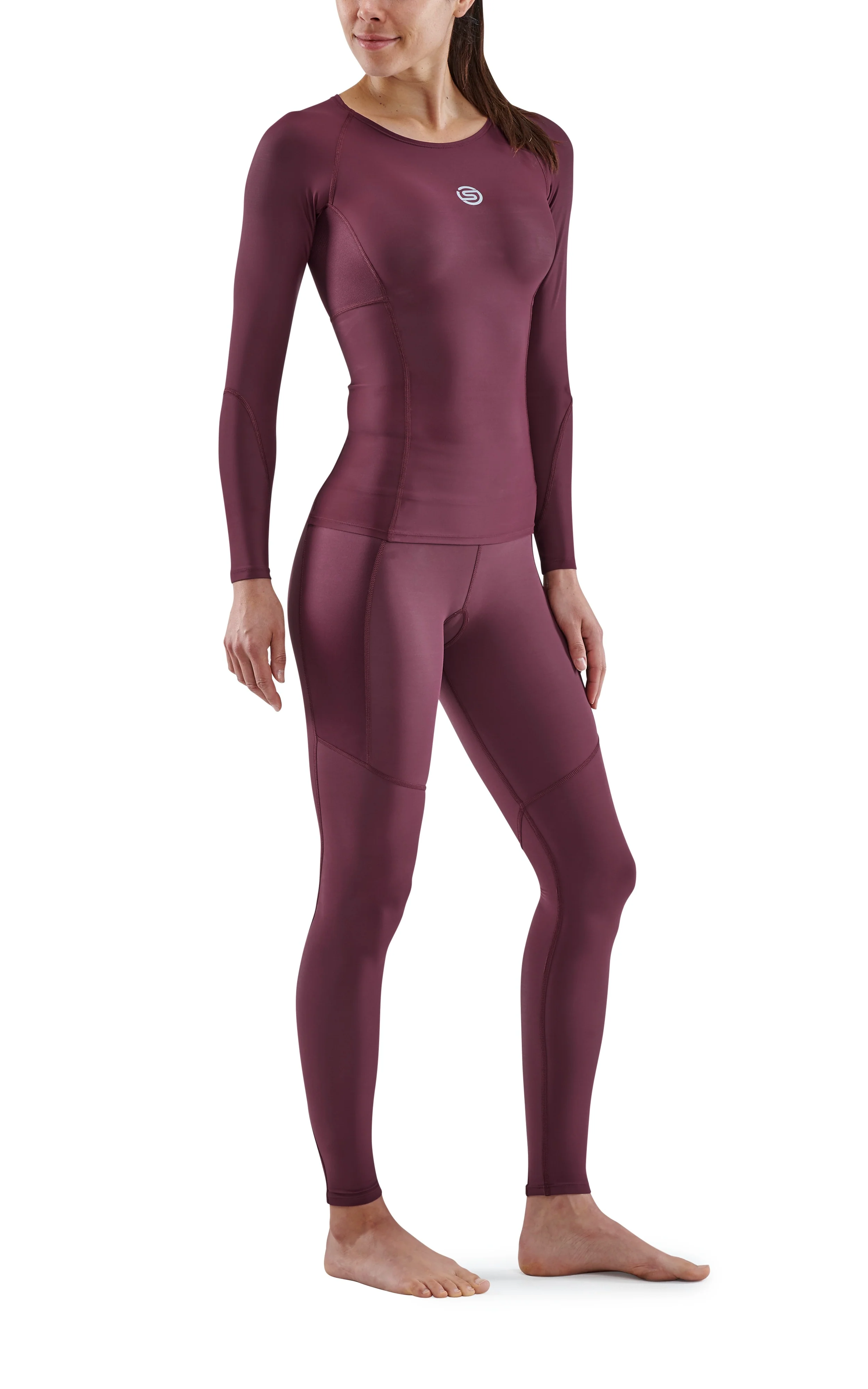 Skins Women's Compression Long Sleeve Tops 3-Series - Burgundy - Image 3